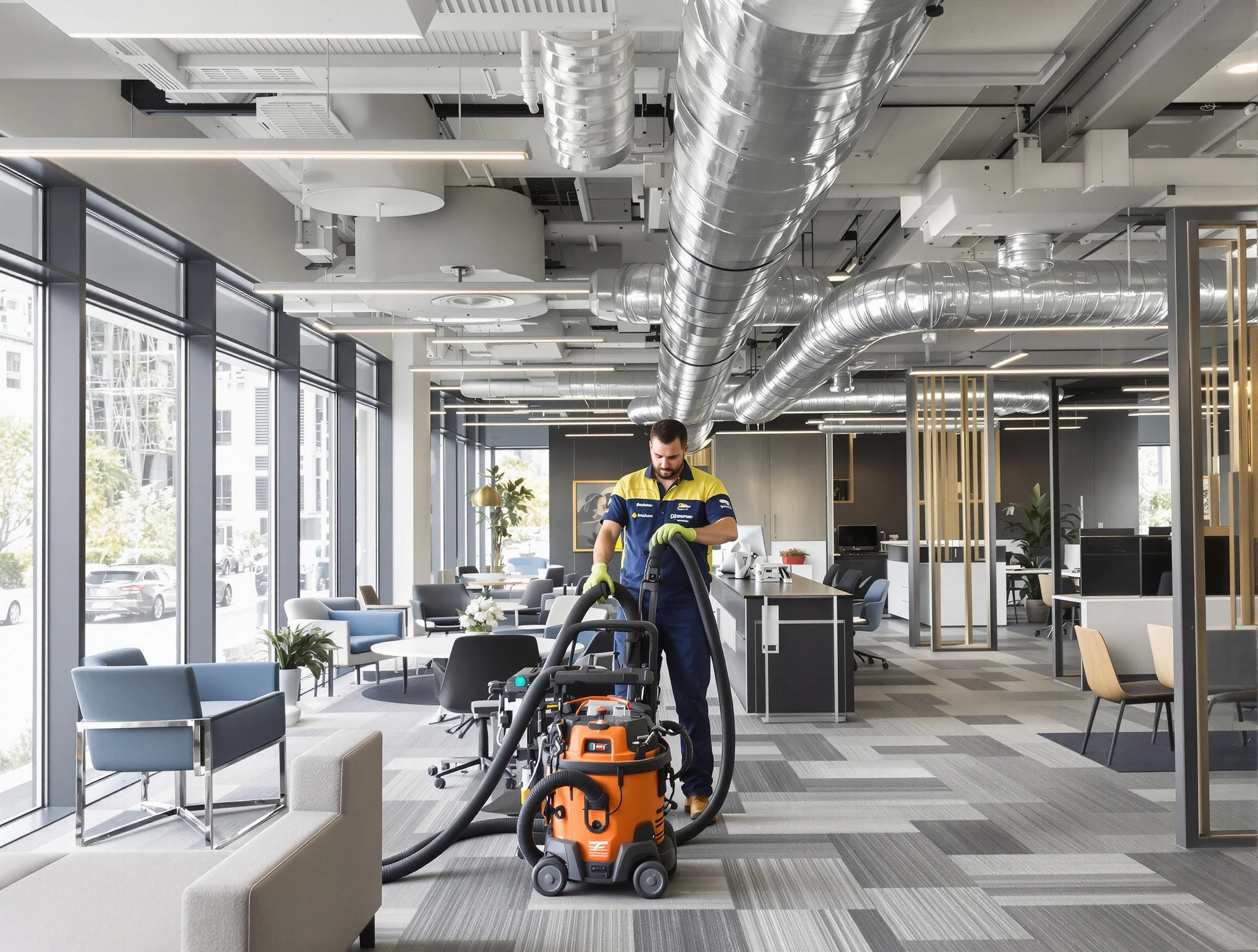Warr Acres Air Duct Cleaning team performing thorough commercial duct cleaning at a Warr Acres business center